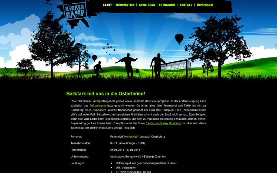 Kickercamp - Homepage