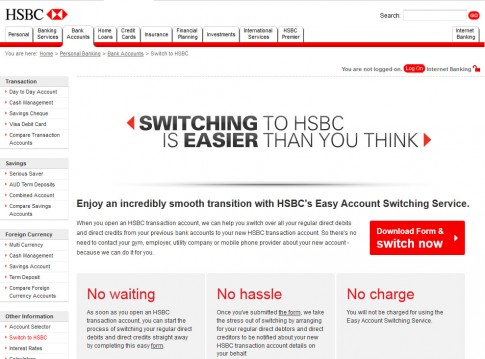 HSBC - Switching accordion menu