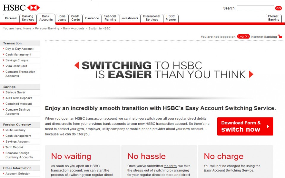 HSBC - Switching accordion menu
