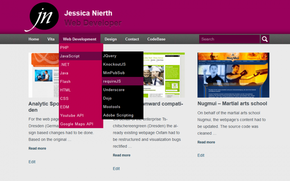 Jessica Nierth - Version 2.0 - Erstes Design des Blogs