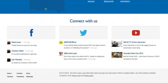 Racq - View of supported social networks on desktop